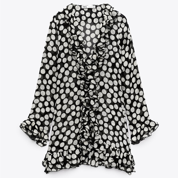 New Zara Ruffled Polka Dot Blouse / Dress - 8039/056 - Picture 5 of 13
